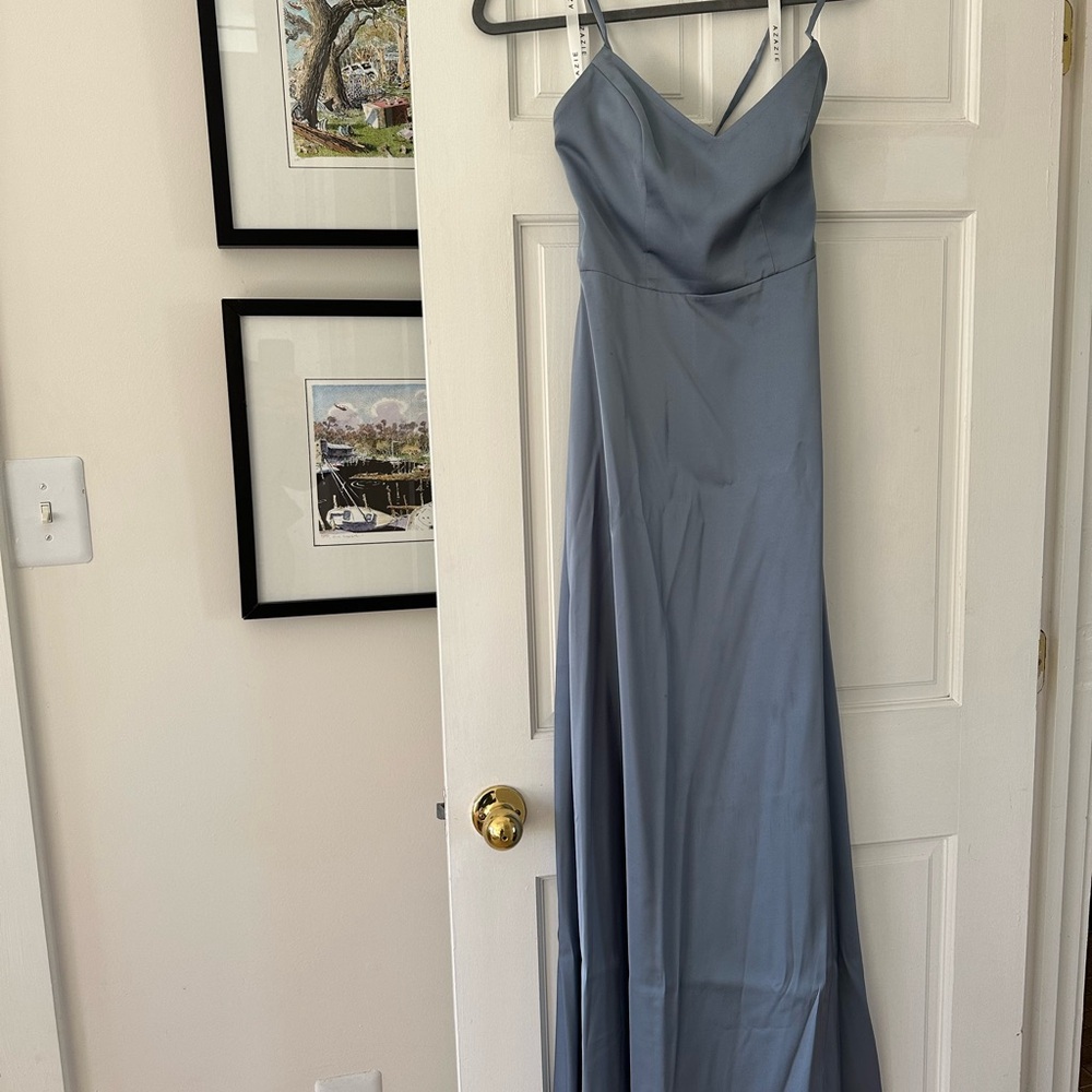Azazie Slate Blue Maxi Dress
